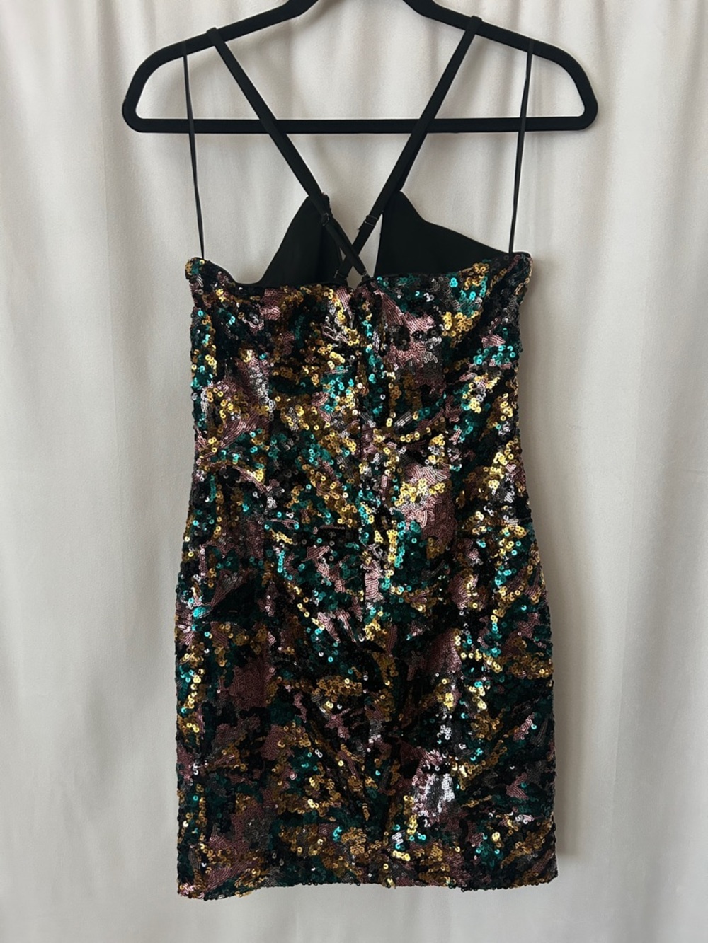 Dress the Population Sexy Black Sequins Strappy Cocktail Mini Dress **Size M**🔥🔥 - Picture 2 of 8